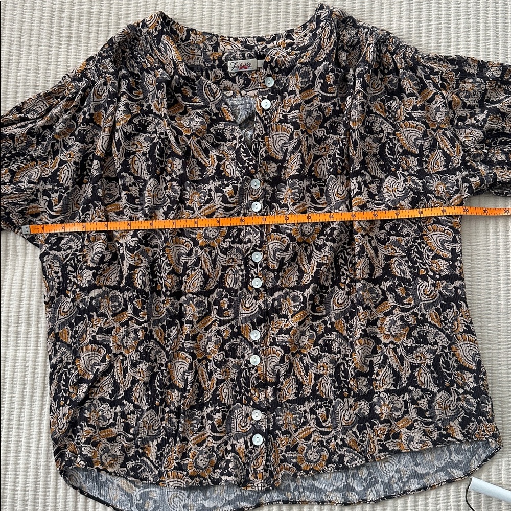 Faherty Everleigh boho floral long tie sleeve blouse top shirt peasant S - Picture 6 of 6